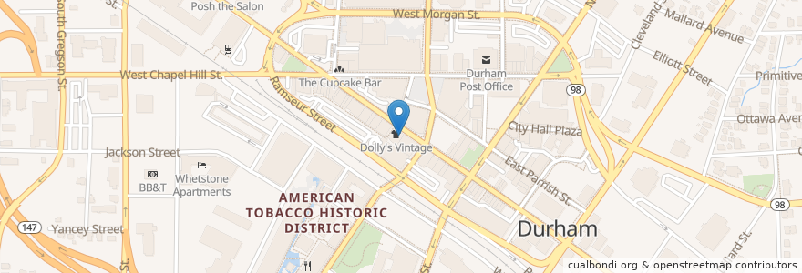 Mapa de ubicacion de Main Street Pharmacy en Amerika Syarikat, Carolina Utara, Durham County, Durham.