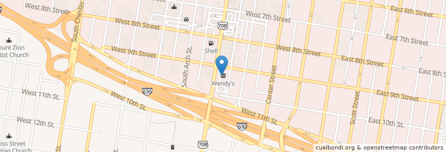 Mapa de ubicacion de Wendy's en アメリカ合衆国, アーカンソー州, Pulaski County, Little Rock.