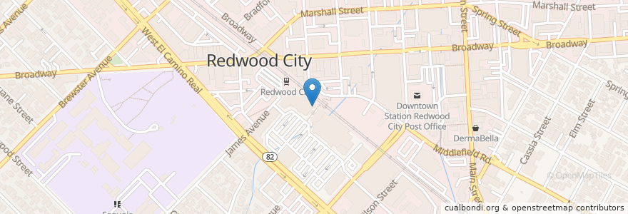 Mapa de ubicacion de Franklin Street Caffe en United States, California, San Mateo County, Redwood City.