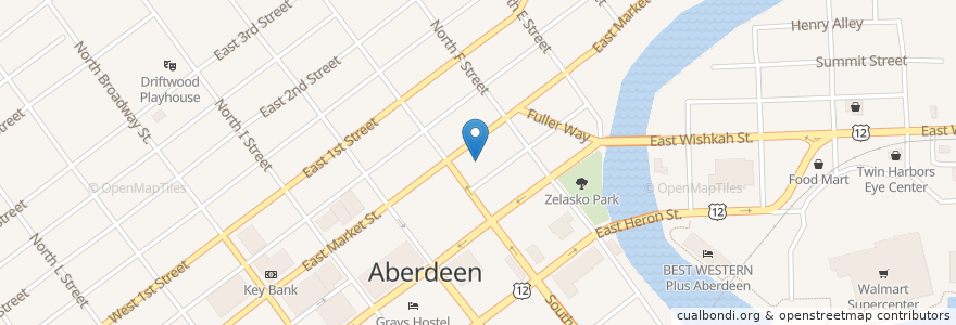 Mapa de ubicacion de Twinstar Credit Union en Verenigde Staten, Washington, Grays Harbor County, Aberdeen.