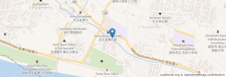 Mapa de ubicacion de 多摩川キリスト教会 en Jepun, 東京都.