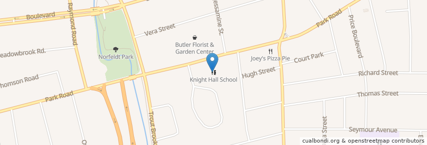 Mapa de ubicacion de Knight Hall School en 美利坚合众国/美利堅合眾國, 康涅狄格州 / 康乃狄克州, Hartford County.