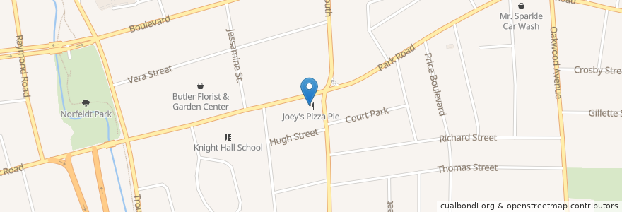 Mapa de ubicacion de Joey's Pizza Pie en 美利坚合众国/美利堅合眾國, 康涅狄格州 / 康乃狄克州, Hartford County.