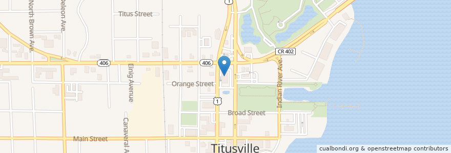 Mapa de ubicacion de CVS Pharmacy en ایالات متحده آمریکا, فلوریدا, شهرستان بروارد، فلوریدا, تیتوس‌ویل، فلوریدا.