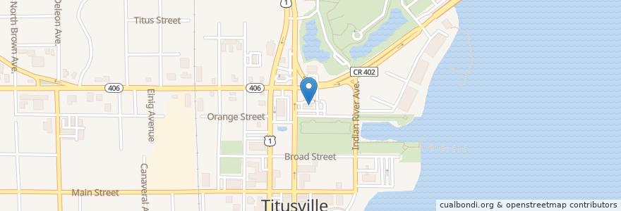 Mapa de ubicacion de Burger King en Vereinigte Staaten Von Amerika, Florida, Brevard County, Titusville.
