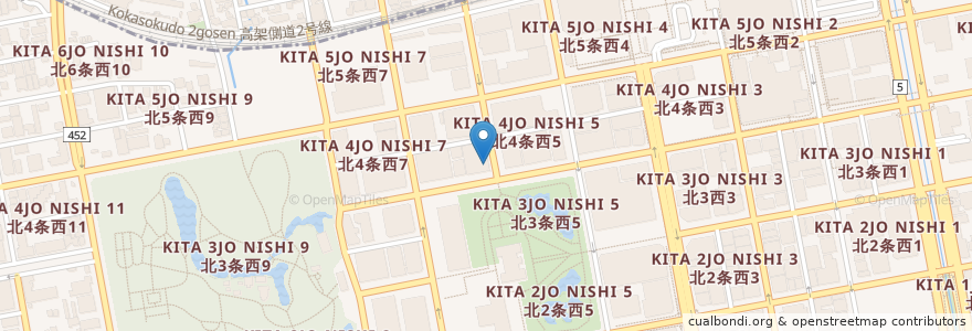 Mapa de ubicacion de 高田屋 en ژاپن, 北海道, 石狩振興局, 札幌市, 中央区.
