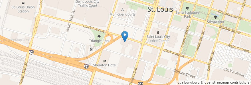 Mapa de ubicacion de Medical Examiner en 美利坚合众国/美利堅合眾國, 密蘇里州, City Of Saint Louis, St. Louis.