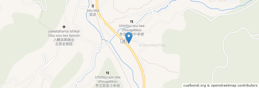 Mapa de ubicacion de 双岩郵便局 en Japão, 愛媛県, 八幡浜市.