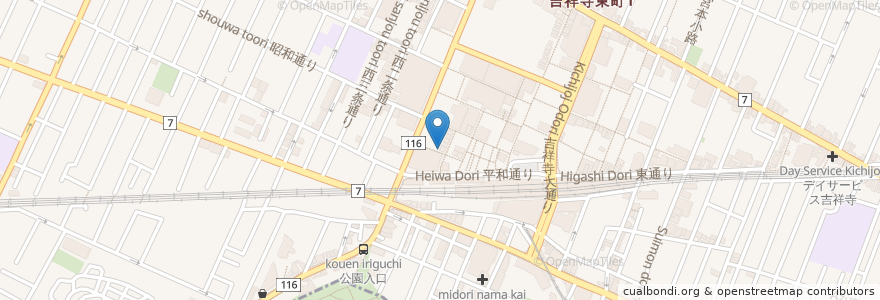Mapa de ubicacion de 吉祥寺 味源 en Japón, Tokio, Musashino.