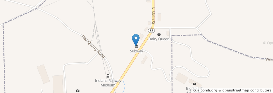 Mapa de ubicacion de Subway en Amerika Syarikat, Indiana, Orange County, French Lick.