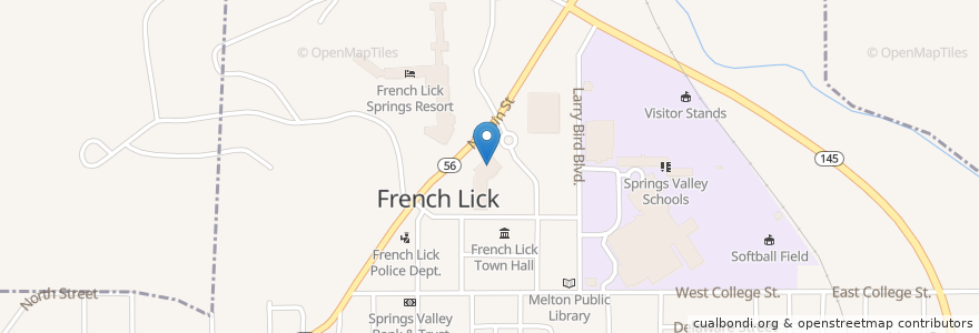Mapa de ubicacion de Denny's en Amerika Syarikat, Indiana, Orange County, French Lick.