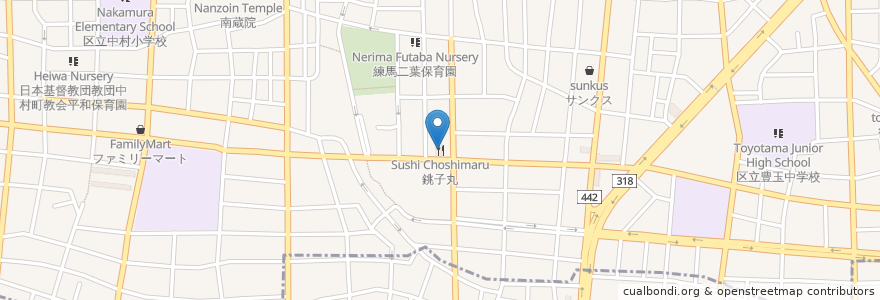 Mapa de ubicacion de 銚子丸 en Japan, Tokio, 中野区, 練馬区.