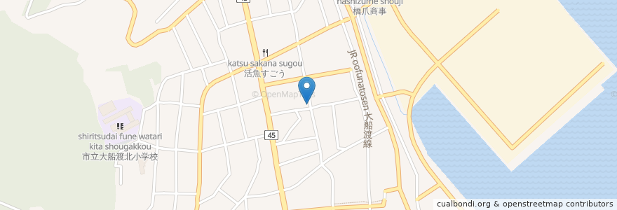 Mapa de ubicacion de 石倉クリニック en Japan, 岩手県, 大船渡市.