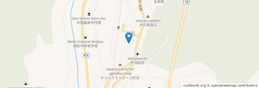 Mapa de ubicacion de 小林薬局 en اليابان, ناغانو, 木曽郡, 上松町.