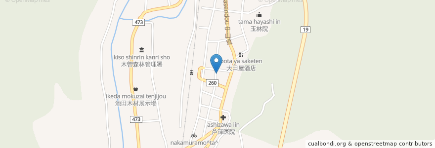 Mapa de ubicacion de かふぇりか en Japan, 長野県, 木曽郡, 上松町.