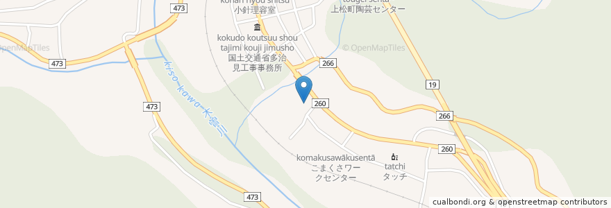 Mapa de ubicacion de セレモニーセンター向陽 en Япония, Нагано, 木曽郡, 上松町.