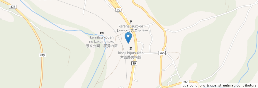 Mapa de ubicacion de レストハウス木曽路 en Japão, Nagano, 木曽郡, 上松町.