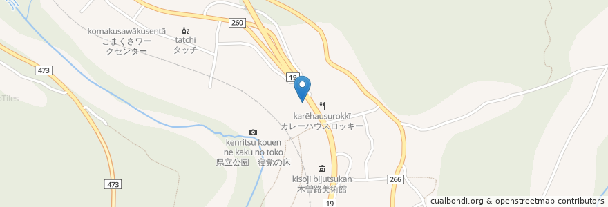 Mapa de ubicacion de 五平餅の中村食堂 en Япония, Нагано, 木曽郡, 上松町.