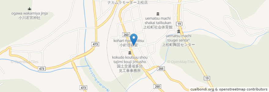 Mapa de ubicacion de 寿司栄家 en Japan, 長野県, 木曽郡, 上松町.