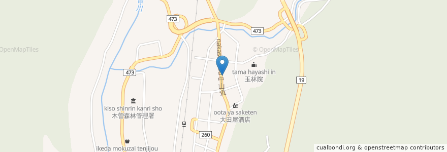 Mapa de ubicacion de 上松町商工会 en Japonya, 長野県, 木曽郡, 上松町.