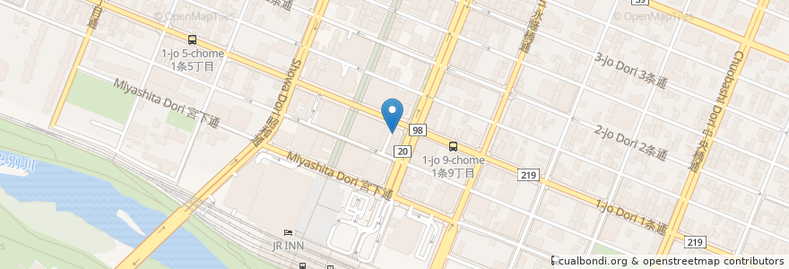 Mapa de ubicacion de 山田歯科医院 en Japan, Präfektur Hokkaido, 上川総合振興局, 旭川市.