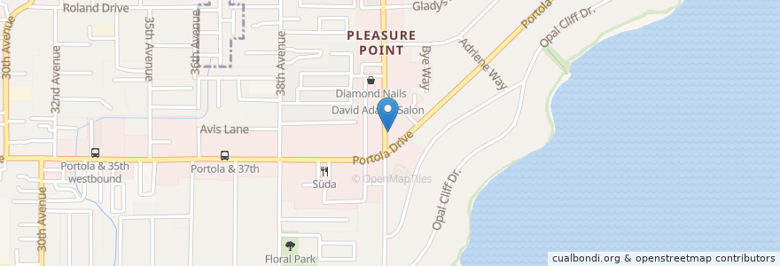 Mapa de ubicacion de Pleasure Pizza East Side Eatery en 미국, 캘리포니아주, Santa Cruz County.
