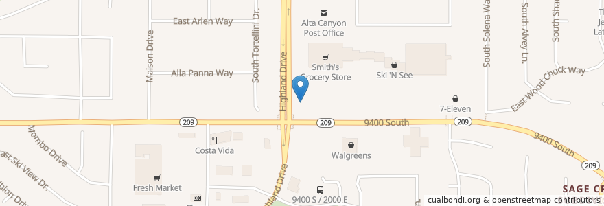 Mapa de ubicacion de Wendy's en Estados Unidos Da América, Utah, Salt Lake County, Sandy.