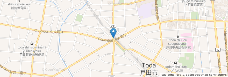 Mapa de ubicacion de 餃子の王将 en 日本, 埼玉县, 戸田市.
