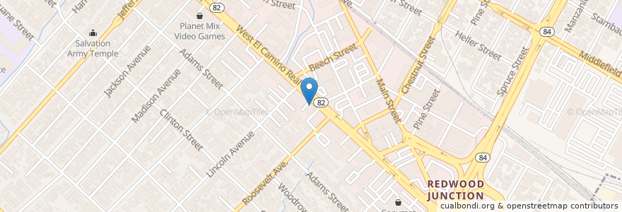 Mapa de ubicacion de Mardi Gras Lounge en United States, California, San Mateo County, Redwood City.
