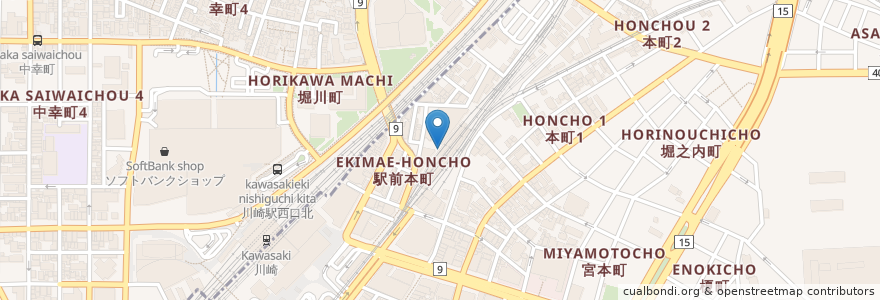 Mapa de ubicacion de 太陽のトマト麺 en Giappone, Prefettura Di Kanagawa, 川崎市.