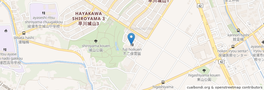Mapa de ubicacion de 不二保育園 en Japão, 神奈川県, 綾瀬市.