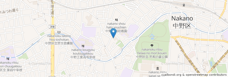 Mapa de ubicacion de 沼袋西保育園 en Jepun, 東京都, 中野区.
