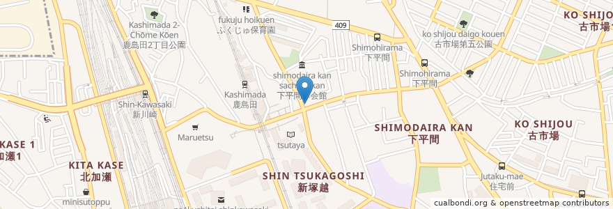 Mapa de ubicacion de カシマダ薬局 en 日本, 神奈川県, 川崎市, 幸区.