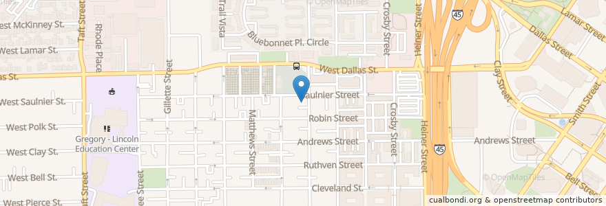 Mapa de ubicacion de Rose of Sharon Missionary Baptist Church en États-Unis D'Amérique, Texas, Houston, Harris County.