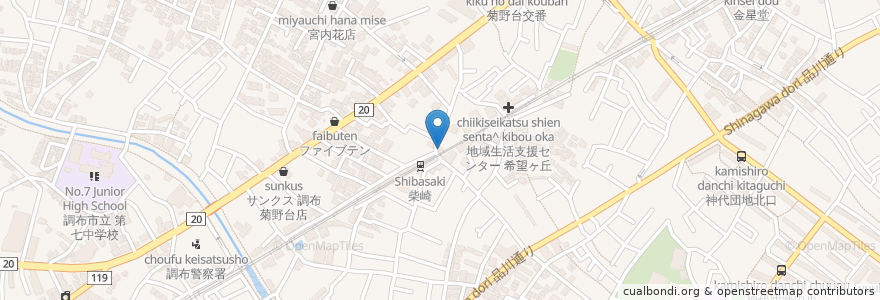 Mapa de ubicacion de オリジン弁当 en Japão, Tóquio, 調布市.