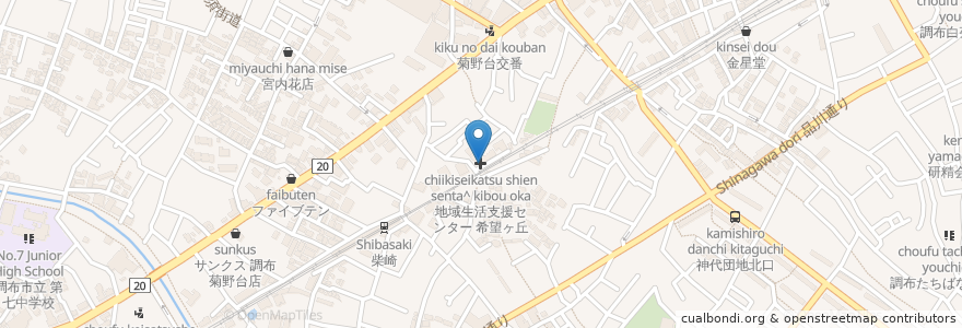 Mapa de ubicacion de 地域生活支援センター 希望ヶ丘 en Japan, Tokio, 調布市.
