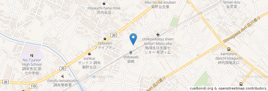 Mapa de ubicacion de 岩崎歯科 en 日本, 東京都, 調布市.