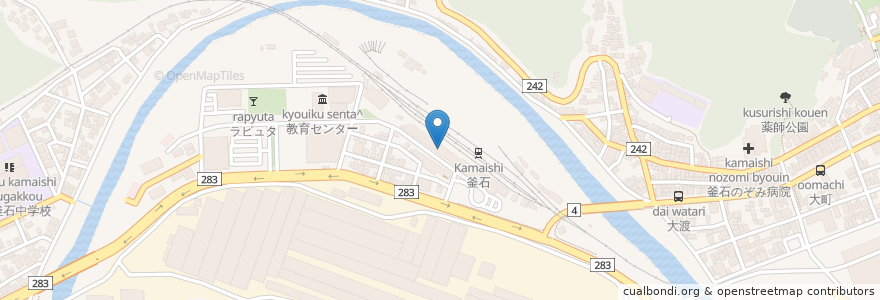 Mapa de ubicacion de ポワッソン・ブラン en Japonya, 岩手県, 釜石市.