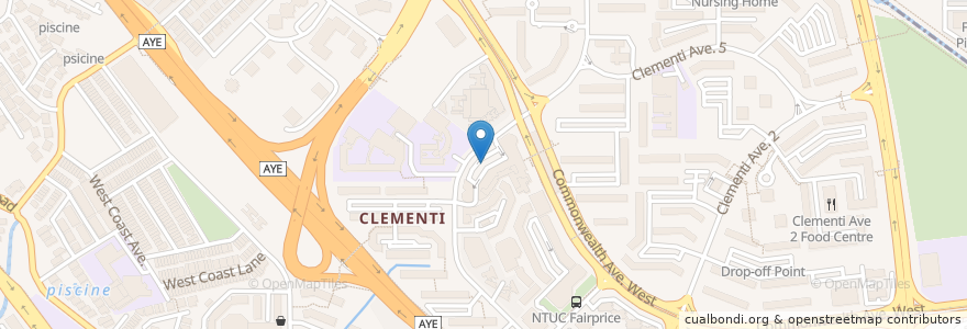 Mapa de ubicacion de Clementi Interchange en سنغافورة, Southwest.