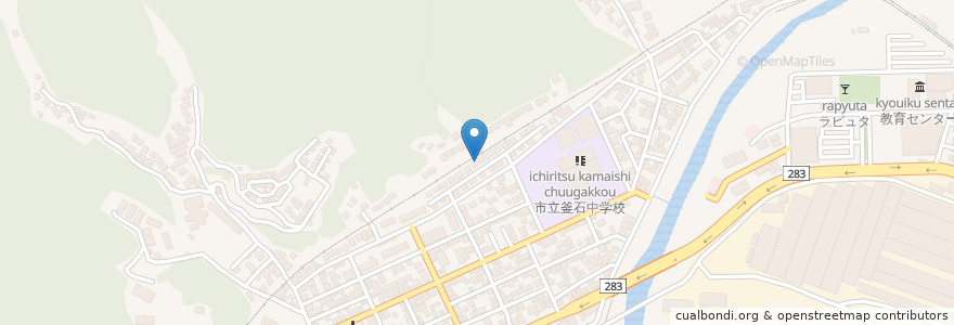 Mapa de ubicacion de 釜石港湾事務所　仮設庁舎 en 日本, 岩手県, 釜石市.