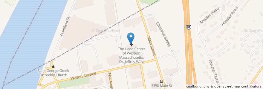 Mapa de ubicacion de The Hand Center of Western Massachusetts, Dr. Jeffrey WInt en United States, Massachusetts, Hampden County.