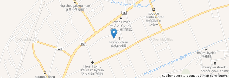 Mapa de ubicacion de 県立大洲農業高等学校 en Japan, Ehime Prefecture, Ozu.