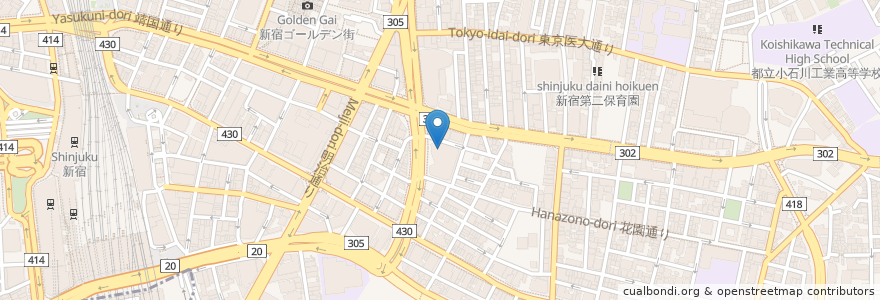Mapa de ubicacion de 喫茶室ルノアール 新宿３丁目ビッグスビル店 en Japan, 東京都, 新宿区.