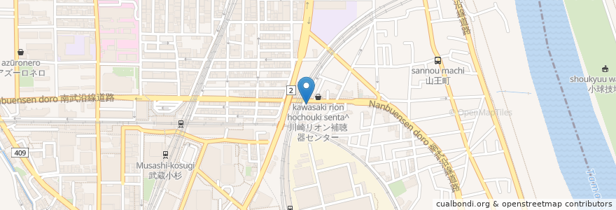 Mapa de ubicacion de 山王歯科クリニック en Japón, Prefectura De Kanagawa, Kawasaki, 中原区.