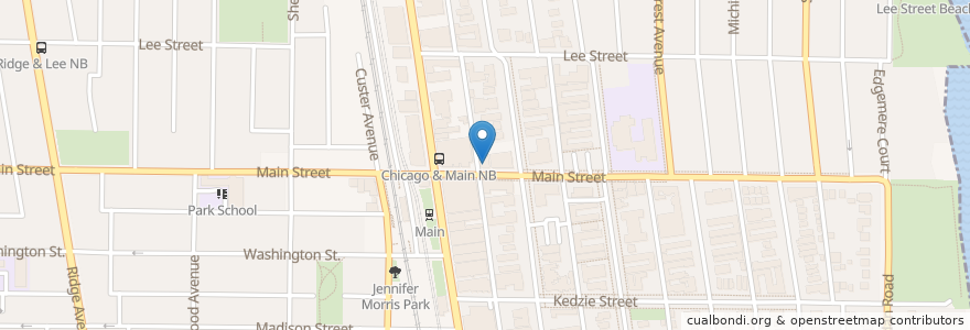 Mapa de ubicacion de Kuni's en Estados Unidos De América, Illinois, Evanston.