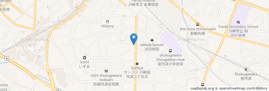 Mapa de ubicacion de らーめんはうす en 日本, 神奈川県, 川崎市, 多摩区.