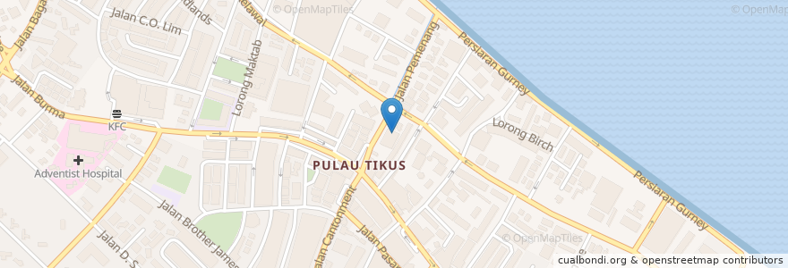 Mapa de ubicacion de Public Bank en Malaysia, Penang, Timur Laut.