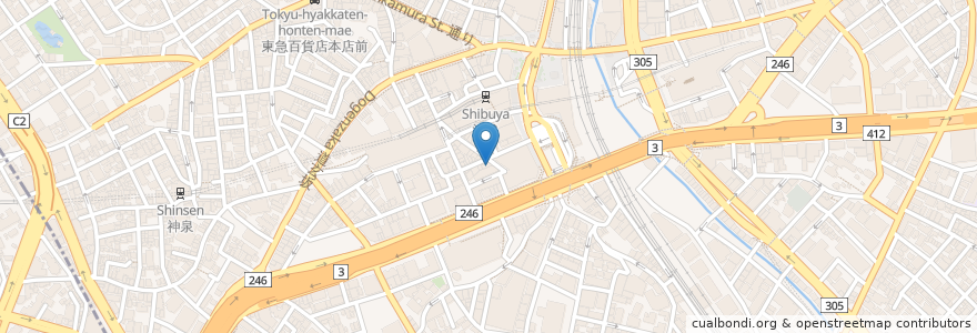 Mapa de ubicacion de 白木屋 en 日本, 東京都, 渋谷区.