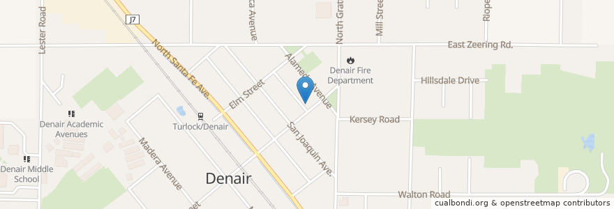 Mapa de ubicacion de Denair Post Office en United States, California, Stanislaus County.