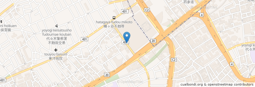 Mapa de ubicacion de 初台駅北口自転車駐輪場 en اليابان, 東京都, 渋谷区.